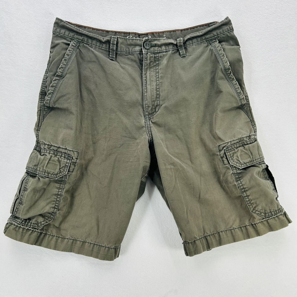 Eddie Bauer Cargo Shorts‎ Mens 35 Green Cotton Utility Pockets Casual Outdoor